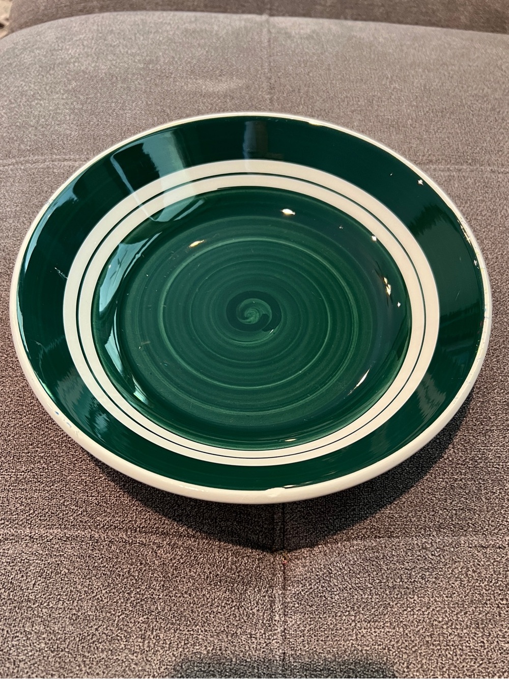 Roma Inc Made In Italy Dark Green Swirl Bowl with White Rings